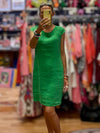 Shift Linen Dress Emerald