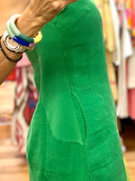 Shift Linen Dress Emerald